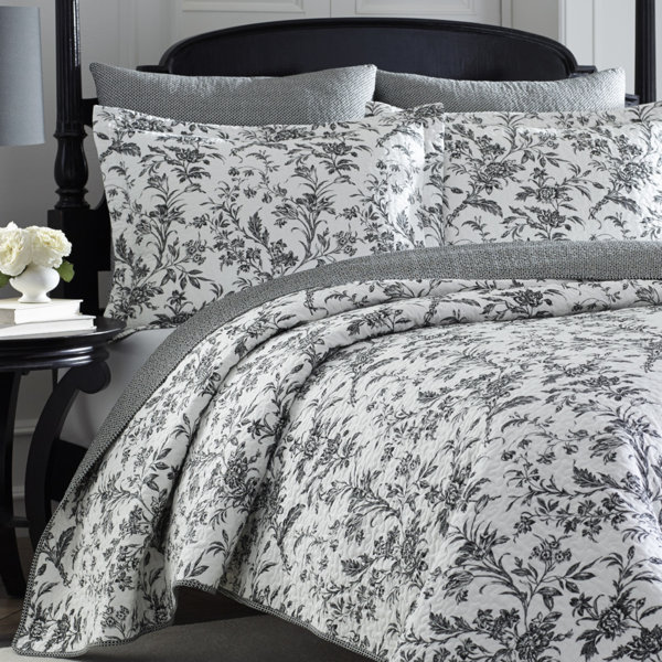 Laura Ashley Amberley Floral 100 Cotton Reversible Quilt Set & Reviews